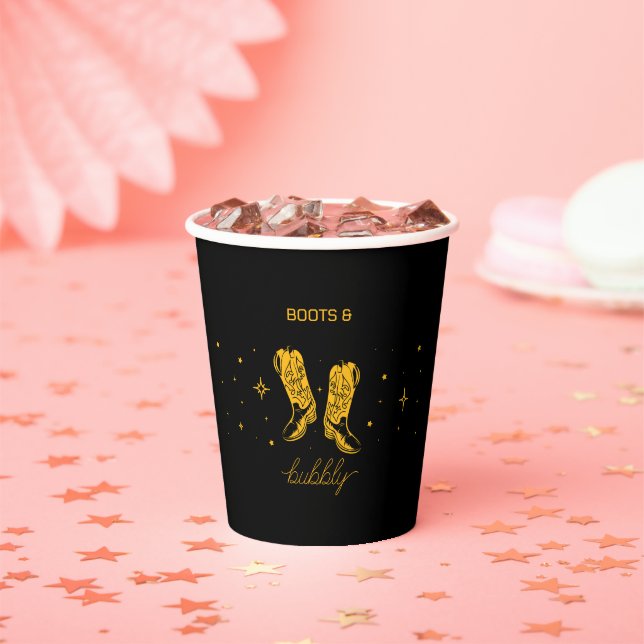 Boots & Bubbly Bridal Shower Paper Cups (Insitu)
