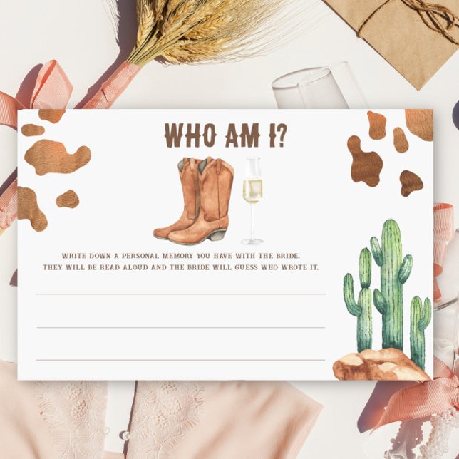 Boots & Bubbly Bridal shower Who am I game Stationery (Creator Uploaded)