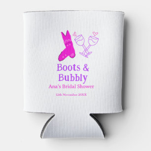 Boots & bubbly champagne bottle bridal shower pink can cooler
