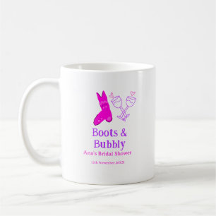 Boots & bubbly champagne bottle bridal shower pink coffee mug