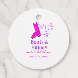 Boots & bubbly champagne bottle bridal shower pink favour tags