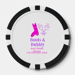 Boots & bubbly champagne bottle bridal shower pink poker chips