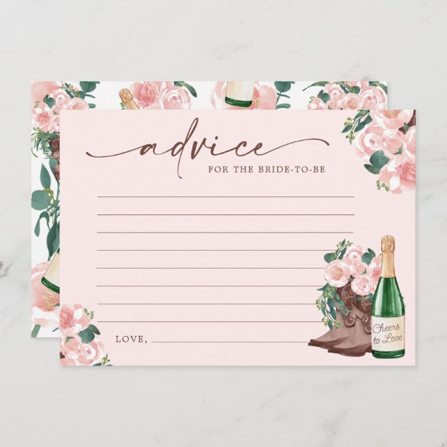 Boots & Bubbly Champagne Floral Advice Card (Front/Back)
