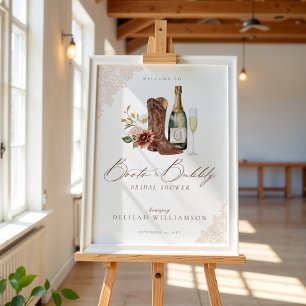 Boots & Bubbly Cowgirl Western Bridal Shower Sign