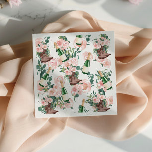 Boots & Bubbly Floral Champagne Bridal Shower Napkin