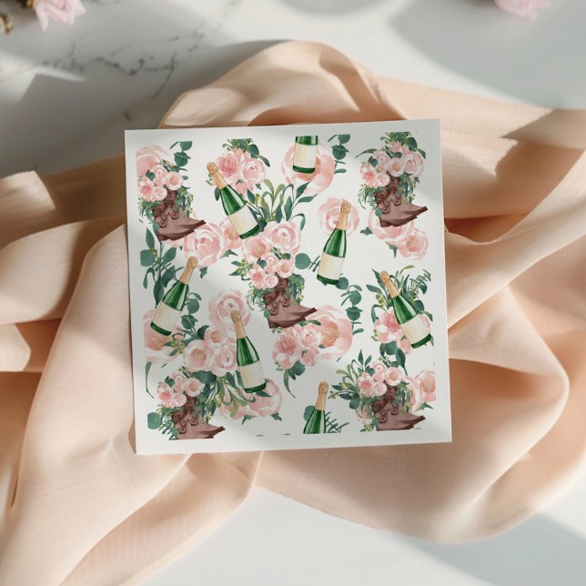 Boots & Bubbly Floral Champagne Bridal Shower Napkin (Creator Uploaded)