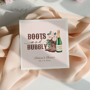 Boots & Bubbly Floral Champagne Bridal Shower Napkin