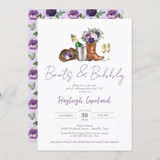Boots & Bubbly Rustic Western Bridal Shower Invitation