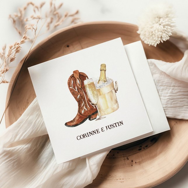 Boots & Bubbly Rustic Western Bridal Shower Napkin (Creator Uploaded)
