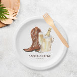 Boots & Bubbly Rustic Western Bridal Shower Paper Plate<br><div class="desc">Boots & Bubbly Rustic Western Bridal Shower Paper Plates</div>
