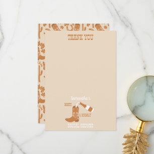 Boots Bubbly Rustic Western Country Bridal Shower Thank You Card