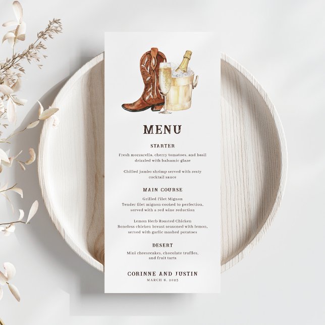 Boots & Bubbly Rustic Western Menu (Creator Uploaded)