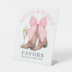 Boots Bubbly Western Bridal Shower Favour Pedestal Sign