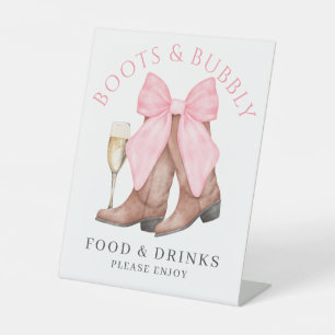 Boots Bubbly Western Bridal Shower Food Drinks Pedestal Sign