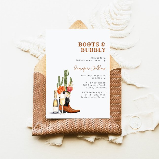 Boots & Bubbly Western Bridal Shower Invitation (Creator Uploaded)