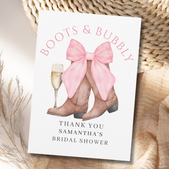 Boots Bubbly Western Bridal Shower  Thank You Card (Creator Uploaded)