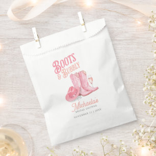 Boots & Bubbly Western Cowgirl Pink Bridal Shower Favour Bag