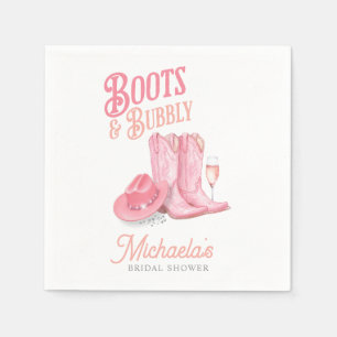 Boots & Bubbly Western Cowgirl Pink Bridal Shower Napkin