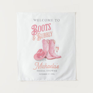 Boots & Bubbly Western Cowgirl Pink Bridal Shower Tapestry