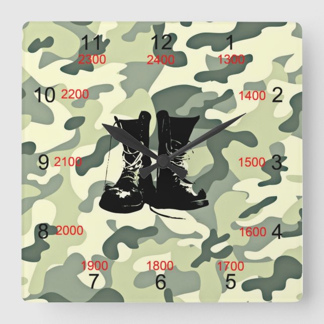 Boots & Camo Military Wall Clock (Front)