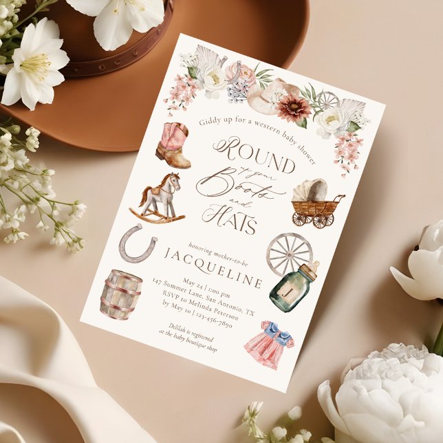 Boots & Hats Wild West Western Cowgirl Baby Shower Invitation (Boots & Hats Wild West Western Cowgirl Baby Shower Invitation)