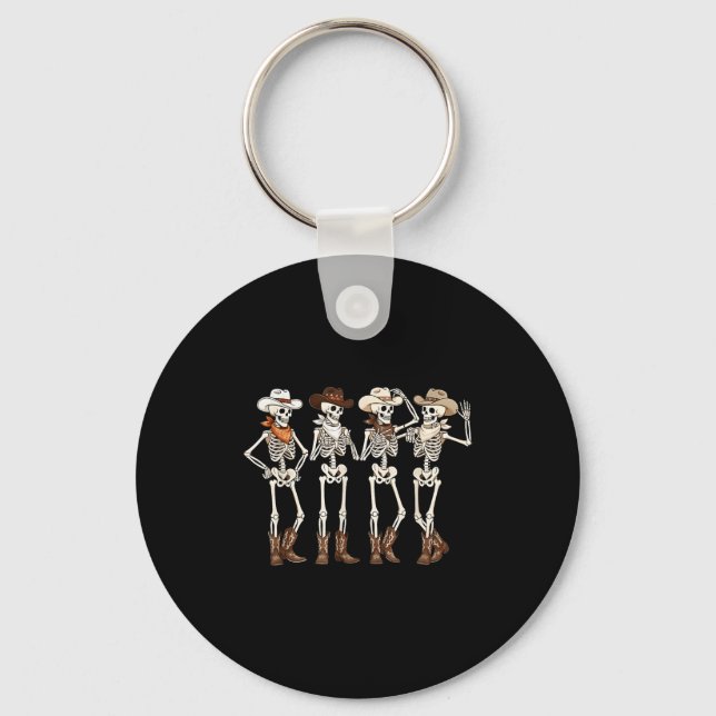 Boots Horse Dancing Skeleton Western Country Rodeo Key Ring (Front)