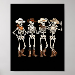 Boots Horse Dancing Skeleton Western Country Rodeo Poster