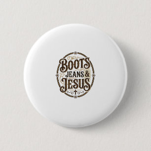 Boots Jeans & Jesus Vintage Western Faith 6 Cm Round Badge