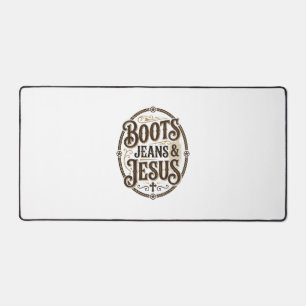 Boots Jeans & Jesus Vintage Western Faith Desk Mat