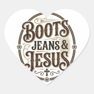 Boots Jeans & Jesus Vintage Western Faith Heart Sticker