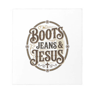 Boots Jeans & Jesus Vintage Western Faith Notepad