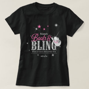 Boots 'n Bling Disco Bachelorette Black ID925 T-Shirt