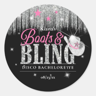 Boots 'n Bling Disco Bachelorette ID925  Classic Round Sticker