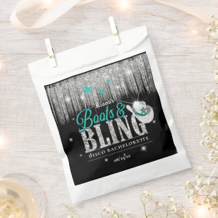 Boots 'n Bling Disco Bachelorette Teal ID925 Favour Bag