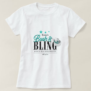 Boots 'n Bling Disco Bachelorette Teal ID925 T-Shirt