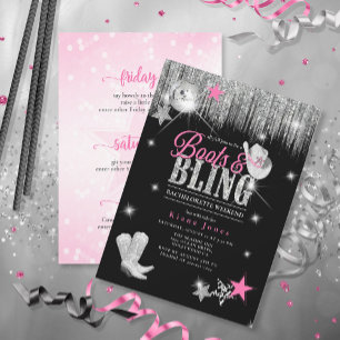 Boots 'n Bling Disco Bachelorette Weekend ID925 Invitation