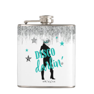 Boots 'n Bling Disco Darlin' Teal ID925  Hip Flask