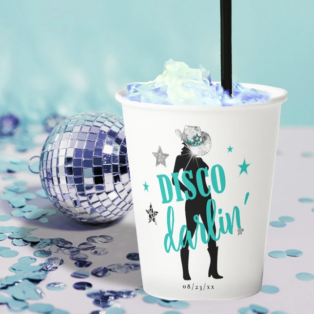 Boots 'n Bling Disco Darlin' Teal ID925  Paper Cups (Creator Uploaded)