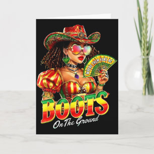 Boots On The Ground Afro Black Woman Cowgirl Black Card
