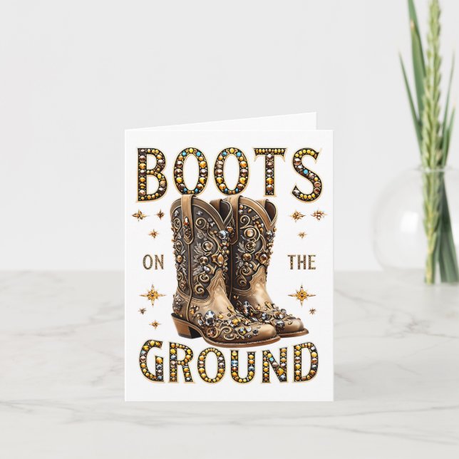 Boots On The Ground Black Cowgirl Western Where Th Card (Front)