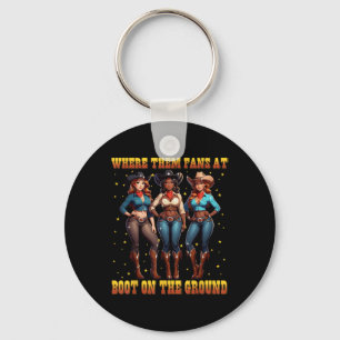 Boots On The Ground Black Cowgirl Western Where Th Key Ring