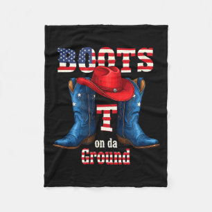 Boots on the ground cowboy red hat 4th of july  fleece blanket