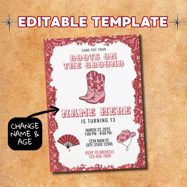 Boots On The Ground Cowgirl Birthday Invitation (Creator Uploaded)