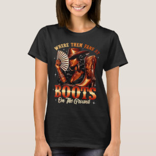 Boots On The Ground Cowgirl Black Women Africa Bla T-Shirt