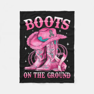Boots On The Ground Cowgirl Western Breast Cancer  Fleece Blanket