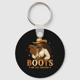 Boots On The Ground Juneteenth Black Cowgirl Black Key Ring