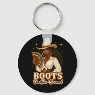Boots On The Ground Juneteenth Cowgirl Where Them  Key Ring