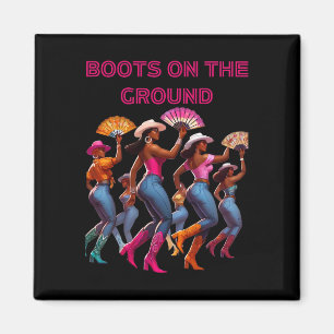 Boots On The Ground Line Dancing Queens Black Grou Magnet