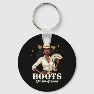 Boots On The Ground Melanin Cowgirl Juneteenth Tee Key Ring