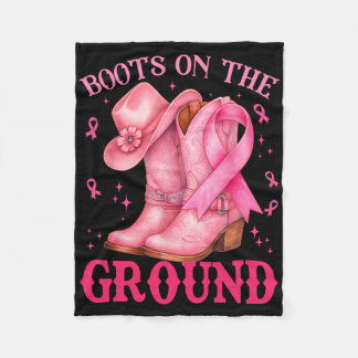 Boots On The Ground Pink Cowgirl Breast Cancer Wom Fleece Blanket